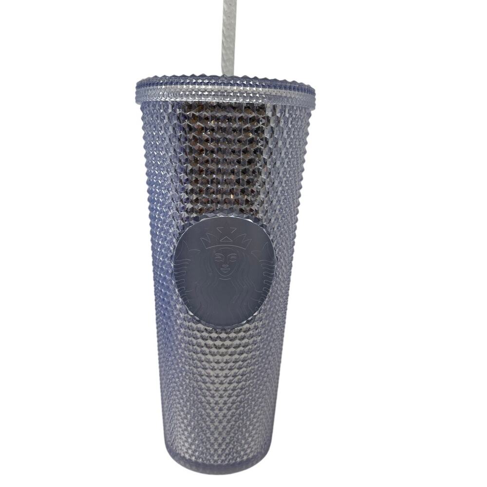 Starbucks 24 oz Silver Studded Cold Cup Tumbler with Lid & Straw
